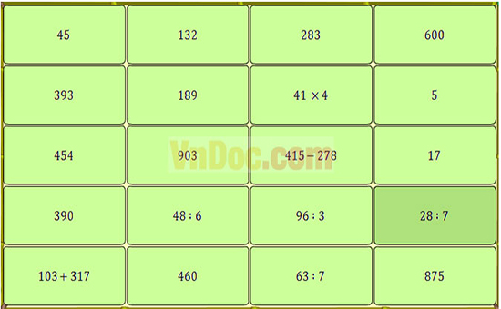 Đề thi Violympic Toán lớp 3 vòng 6 năm 2016 – 2017 có đáp án