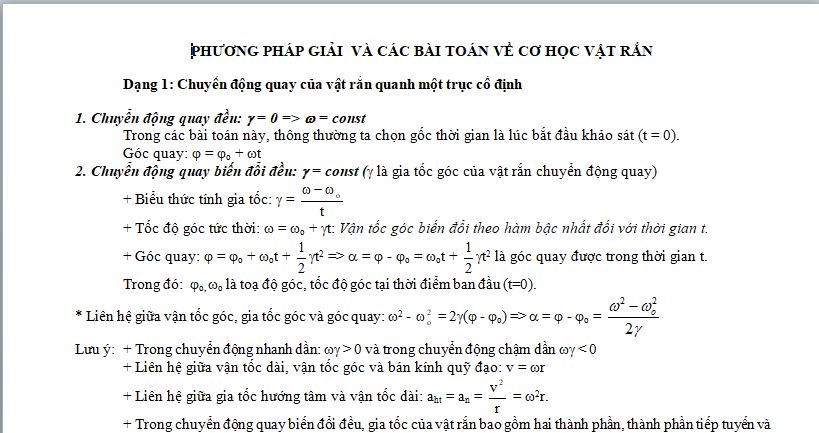 bai tap phan co hoc vat ran trong mon toan